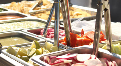 Fresh taco toppings and salsas